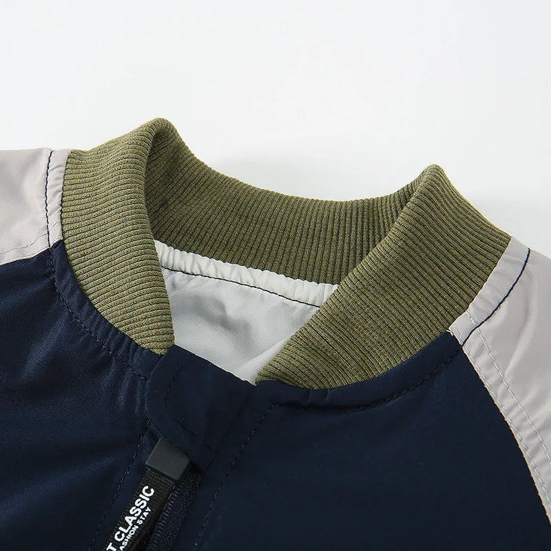 Nieuwe herfst kinderhonkbaljacks jongens casual losse patchwork jas kinderen simplicity buitenkleding winddichte stof 2-7 jaar jongens