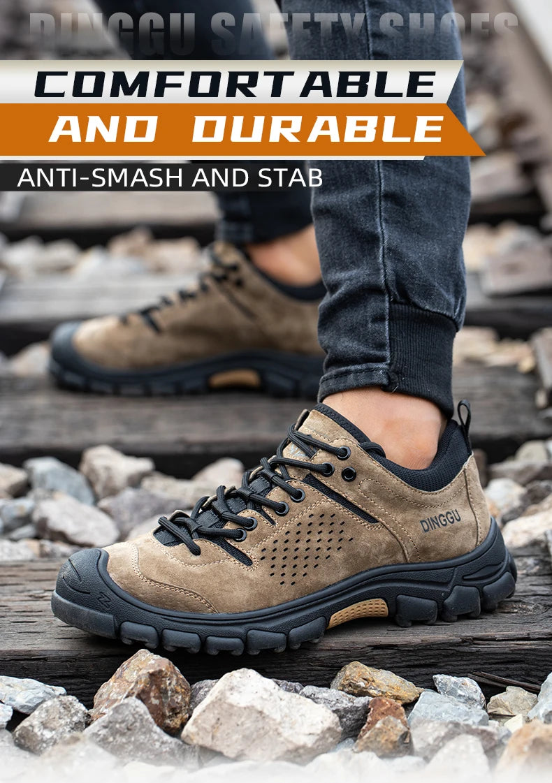EOCENE Men’s Steel Toe Safety Work Shoes – Lightweight Anti-Smash & Puncture-Resistant Industrial Sneakers