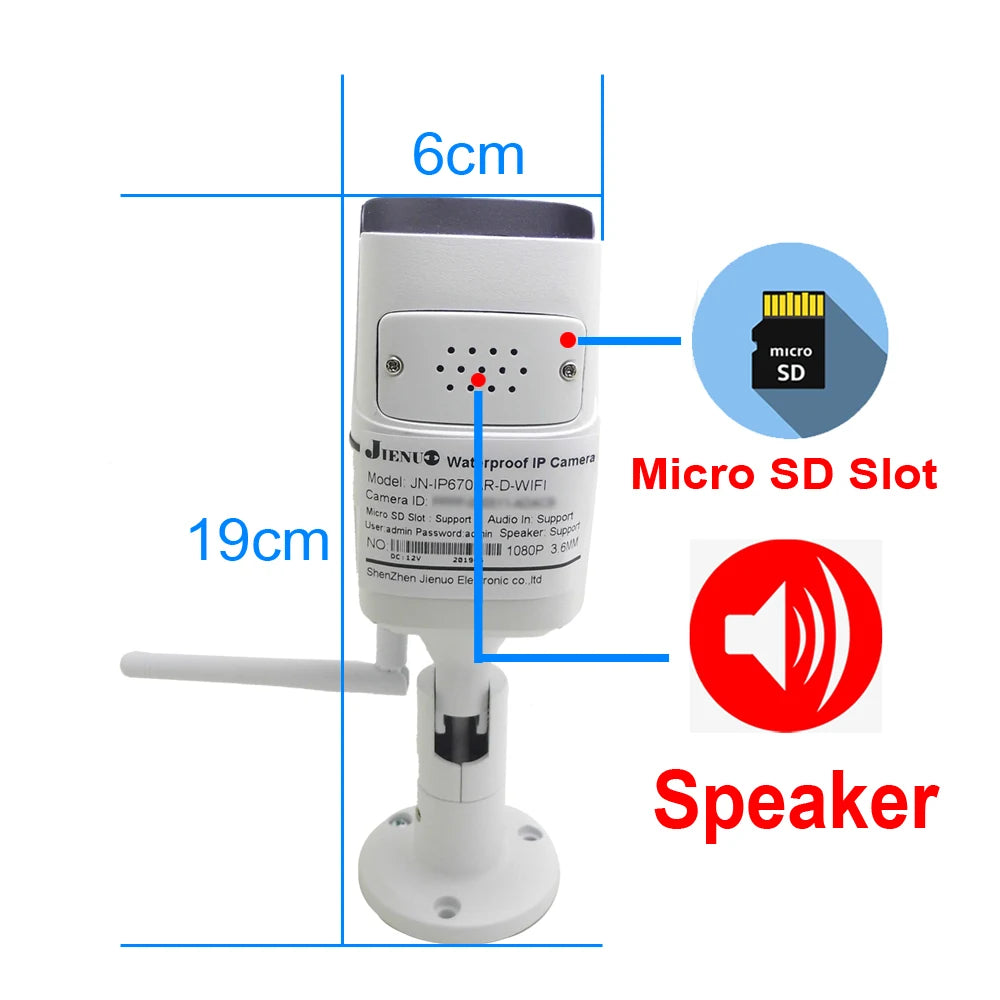JIENUO 5MP Wifi Camera IP Outdoor Waterproof Wireless NightVision Onvif 1080P Audio Security Surveillance HD 2mp Home Cam CamHi