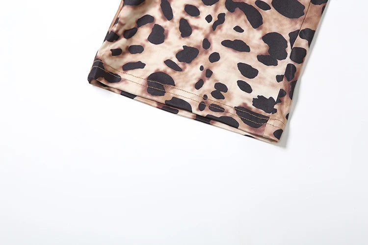 Stretch Women 2 Piece Set Activity Leopard Print Sexy Tracksuit Streetwear Sporty Camisole Vest + Leggings Skinny Outfits