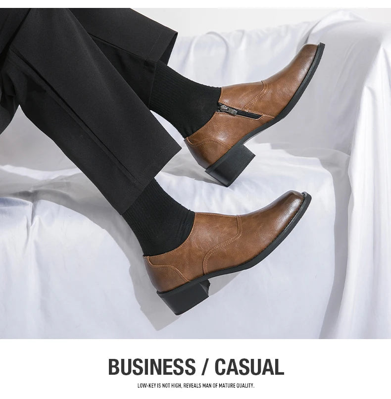 Low Heel Dress Shoes Men Fashionable Chelsea Shoes for Men Black Brown Male Business Formal Oxfords Large Size 38-46 Loafers