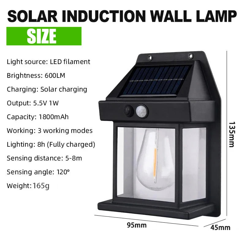 Solar-Powered Waterproof Outdoor Wall Light with Motion Sensor Tungsten Filament Garden Yard Decoration LED Lamp 3 Modes 1-4Pcs