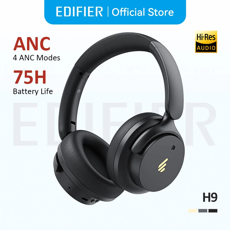 Edifier H9 Active Noise Cancelling Wireless Headphones Bluetooth 5.4 Headset Hi-Res Audio 75H Battery Life Foldable Design