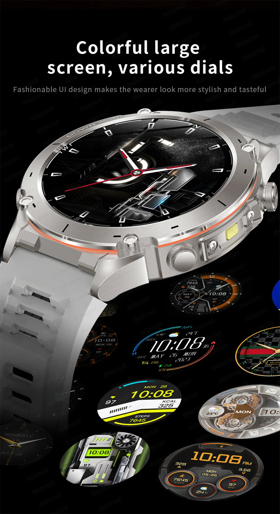 2025 New Rugged Military GPS Smart Watch Built-In GPS Tracker Compass Sports Fitness Tracking Smartwatch - Compatible with HUAWEI & Xiaomi IOS