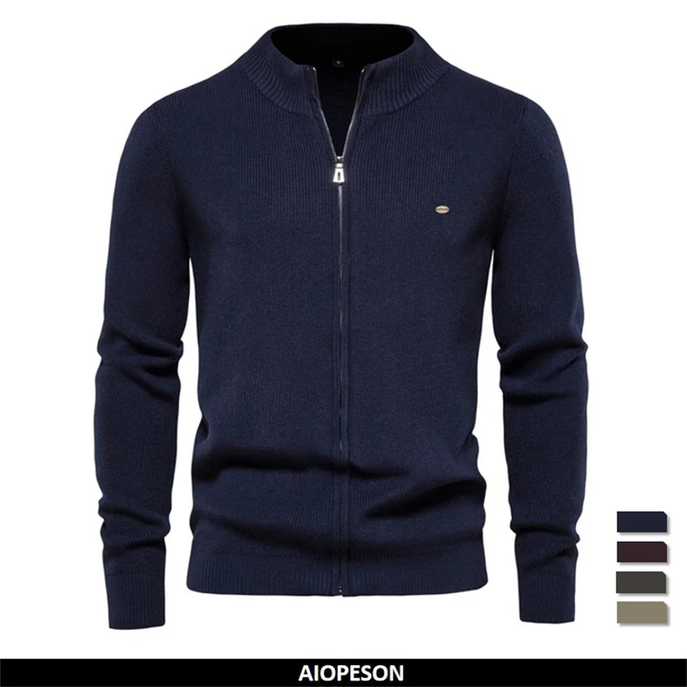 Men's Thickened Cardigan Solid Colour Zipper Basic Sweaters High Quality Winter Autumn Cardigan For Men