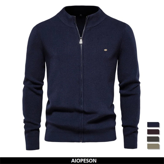 Men's Thickened Cardigan Solid Colour Zipper Basic Sweaters High Quality Winter Autumn Cardigan For Men