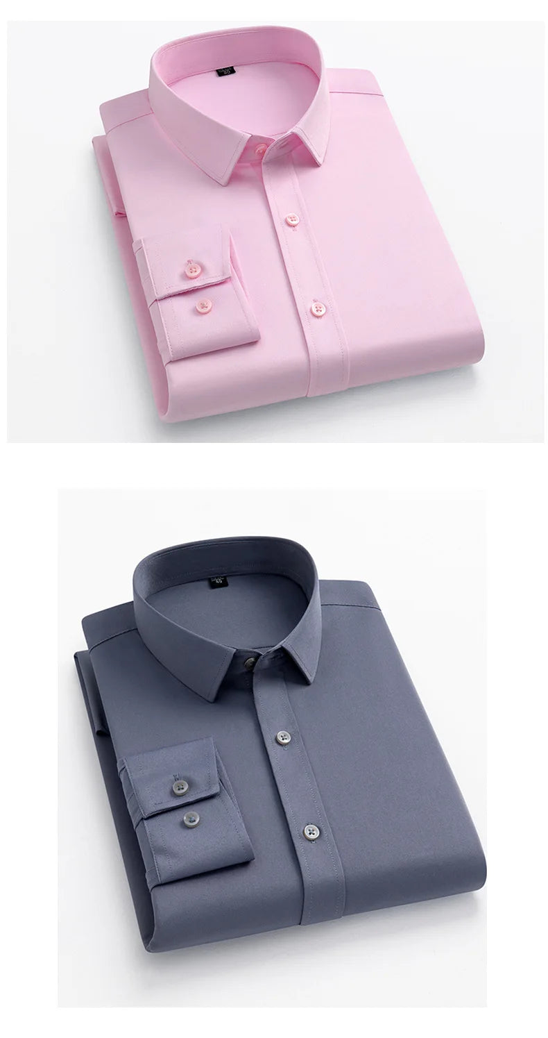 Non-iron Solid Office Shirts for Men Latest Anti-wrinkle Comfort Soft Business Without Pocket Smart Causal Purple Slim Fit Blous