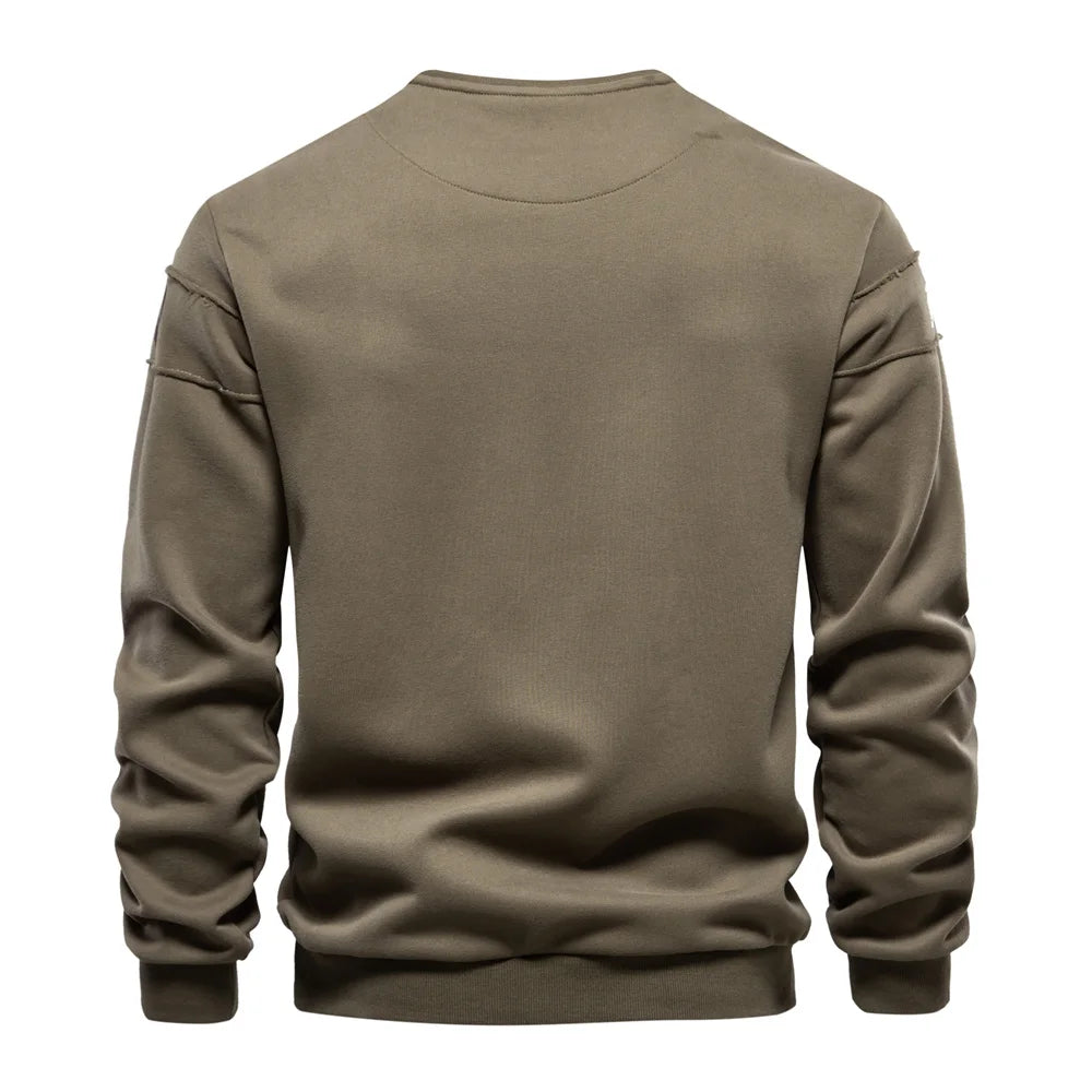 High Quality Smooth Patchwork Printed Sweatshirts for Men Fashion Youth O-neck Sportswear Tops Men's Sweatshirt