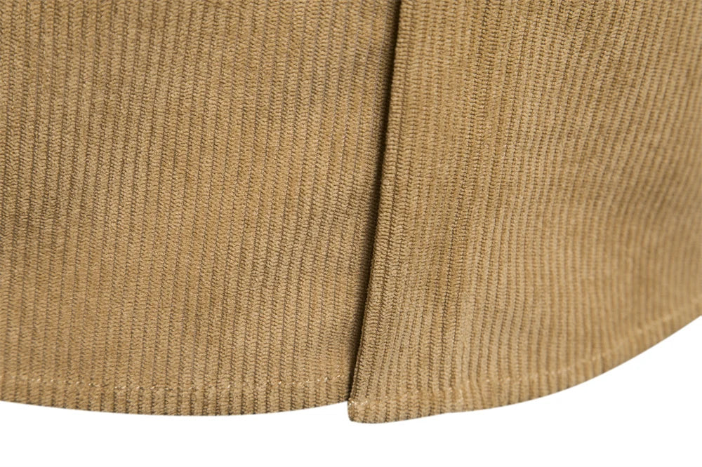 Thicken Autumn Men Shirt Solid Colour Business Casual Corduroy Shirt With Pocket for Men