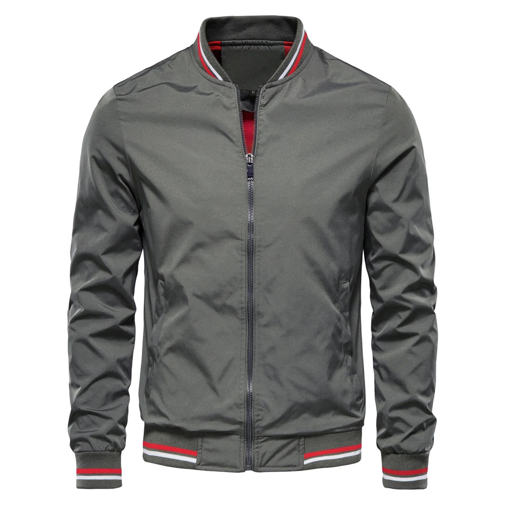 Solid Colour Bomber Jacket Men's Casual Slim Fit Baseball Jackets Autumn Fashion High Quality Jackets for Men
