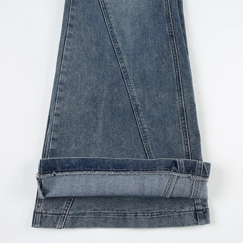 Women's Washed Denim Pants Trend Streetwear Y2K Low-Waist Flare Jeans Woman Casual All-Match Slimming Wide Leg Trousers