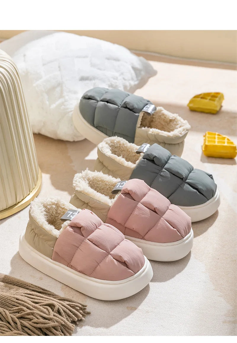 Women's Winter Warm Flat Slippers With Soft Fluffy Cosy Cotton Thick Bottom and Non-Slip Sole Suitable For Home and Outdoor Use Ladies Shoes