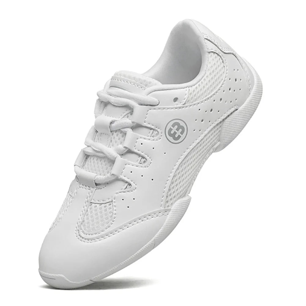 Girls White Cheerleading Shoes Lightweight Youth Cheer Competition Sneakers Kids Breathable Training Dance Tennis Shoes