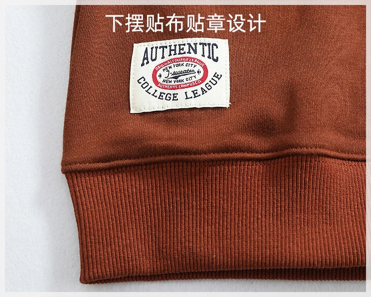 Autumn New American Retro Long Sleeve O-neck Letter Printed Sweatshirts Men's Fashion Washed Old Terry Pullover Casual Sportwear