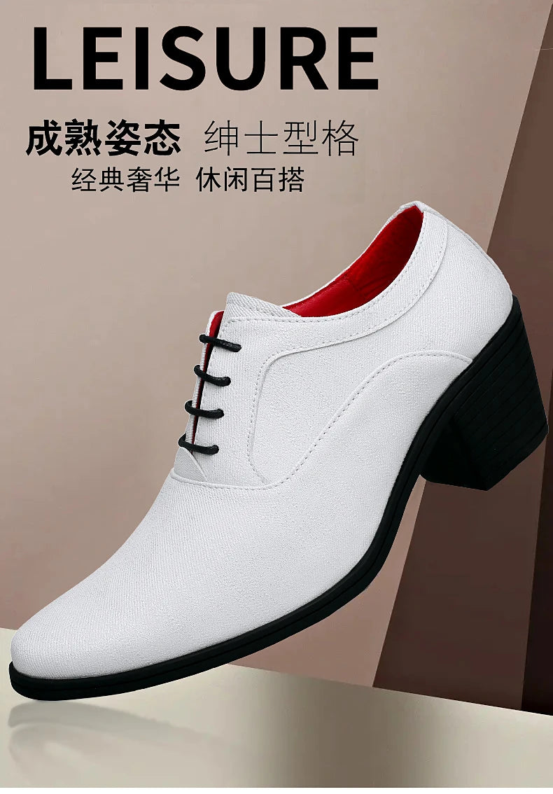 European Style Men Retro Height Heel Formal Dress Oxfords Shoes Purple Gold Male Wedding Party Evening Dressing Shoes