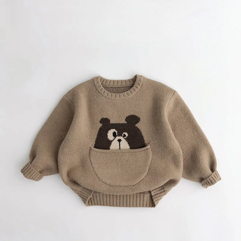 Kids Baby Clothes Sweaters Pullover Cartoon Boys Girls Knitwear Korean Style Children Infant Pullover Outwear 1-6Y Unisex
