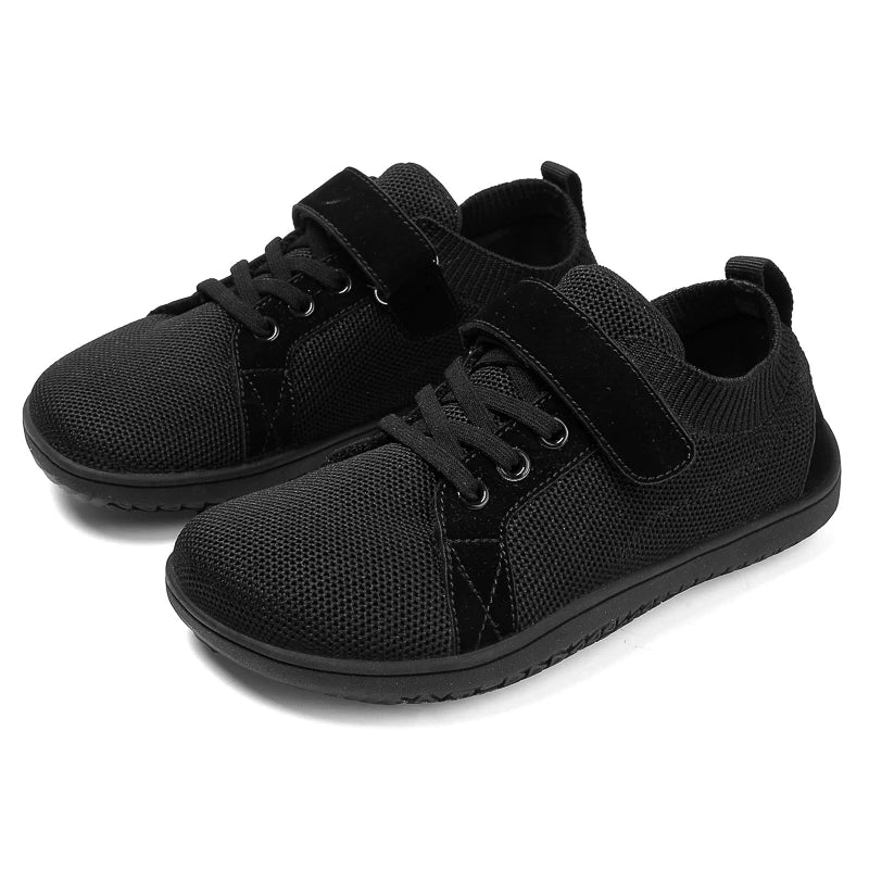 Wide Toe Barefoot Sneakers for Boys & Girls - Lightweight Non-Slip Kids Walking Skate Shoes Comfortable Breathable Soft Material