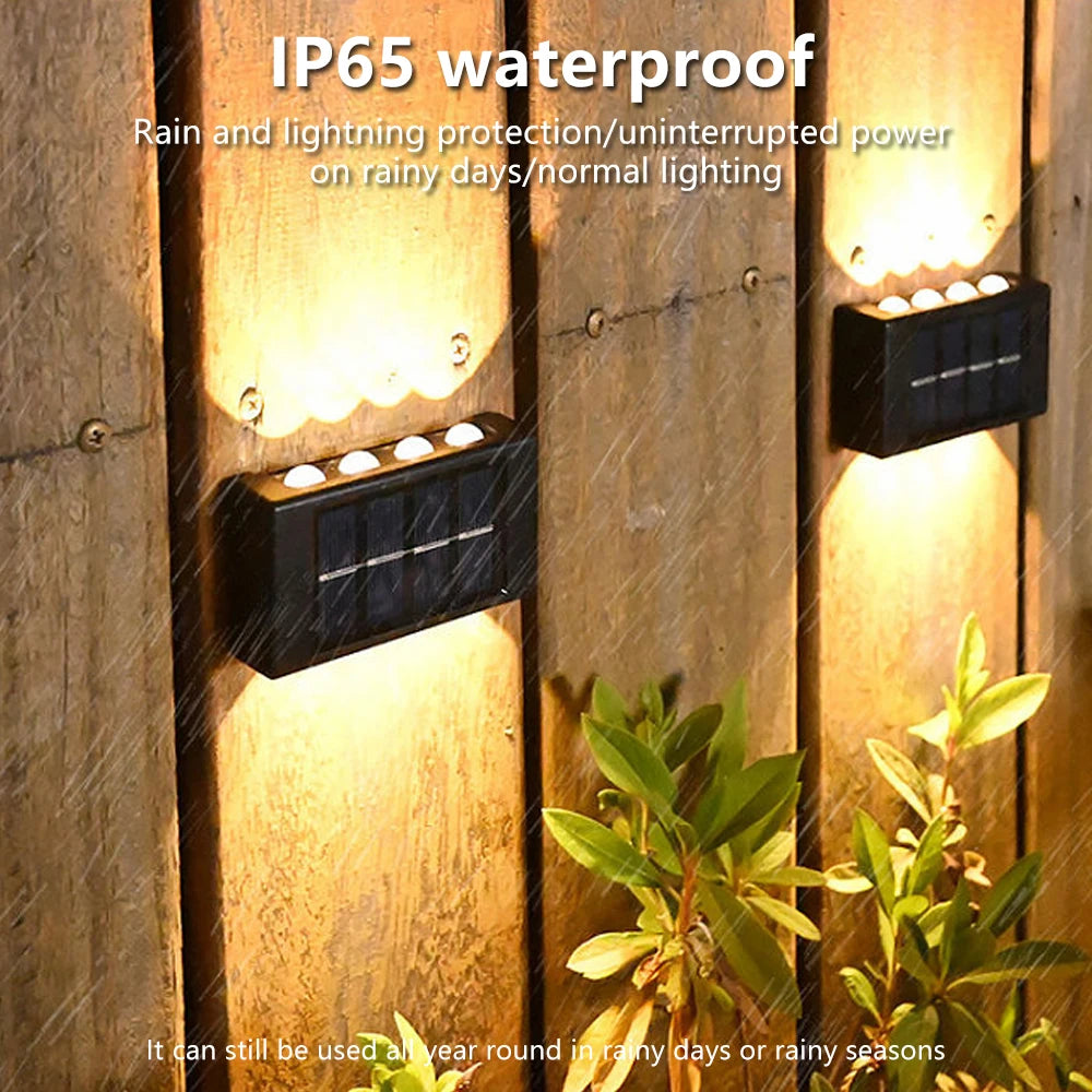 10 LED Solar Wandlamp Buiten Waterdicht Zonne-energie Licht Omhoog en Omlaag Verlicht Huis Tuin Veranda Tuindecoratie