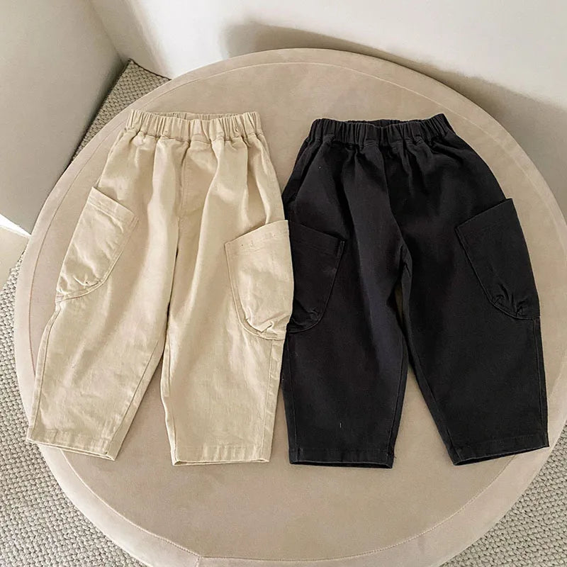 Spring Baby Children's Pants Loose Solid Colour Boys Pants Casual Girls Trousers Kid's Outdoor Pants 1-8Y Unisex