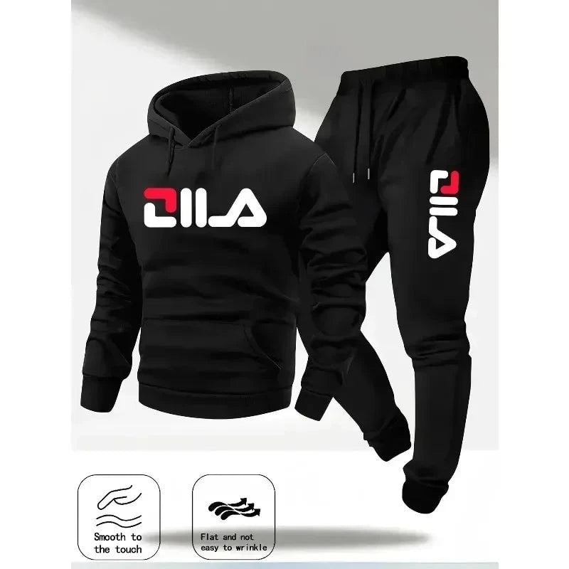 Men’s Casual Hoodie and Sweatpants Tracksuit Set – Comfortable Unisex 2-Piece Jogging Suit for Spring & Autumn