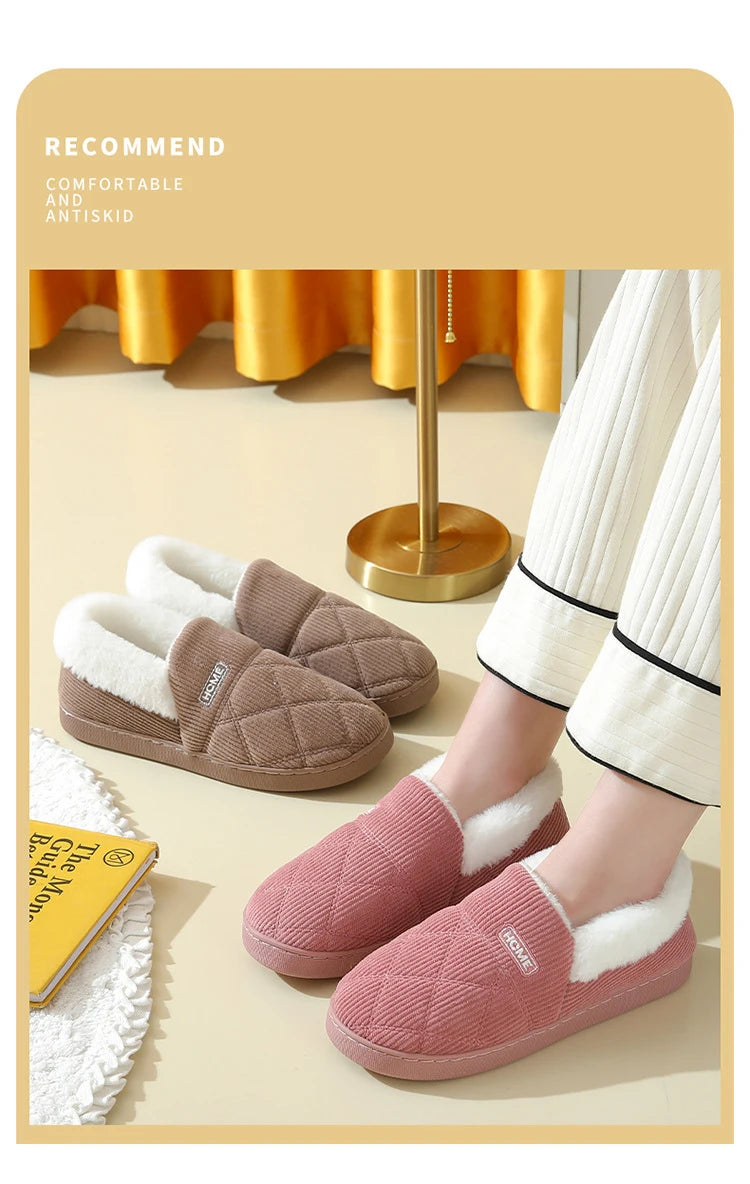 Women's Winter Warm Fuzzy Slippers Soft Cosy Plush Lined With Non-Slip Flat Sole Suitable For Bedroom Use Fur Fluffy Indoor Cotton Shoes