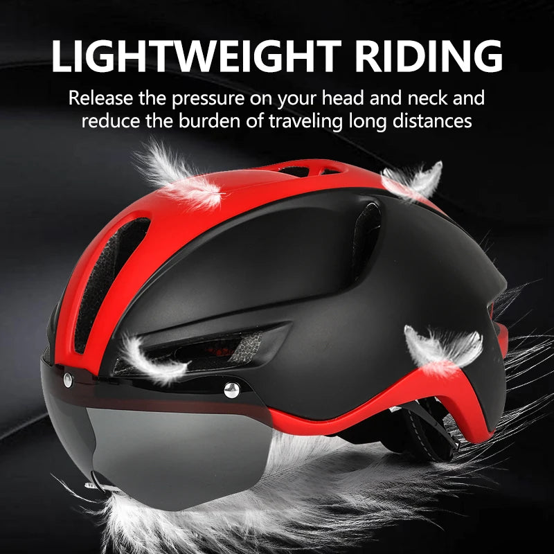 New Road Mountain Bike Helmet Adult Men's Outdoor Sports Cycling Safety Hat With LED Charging Taillight Goggles