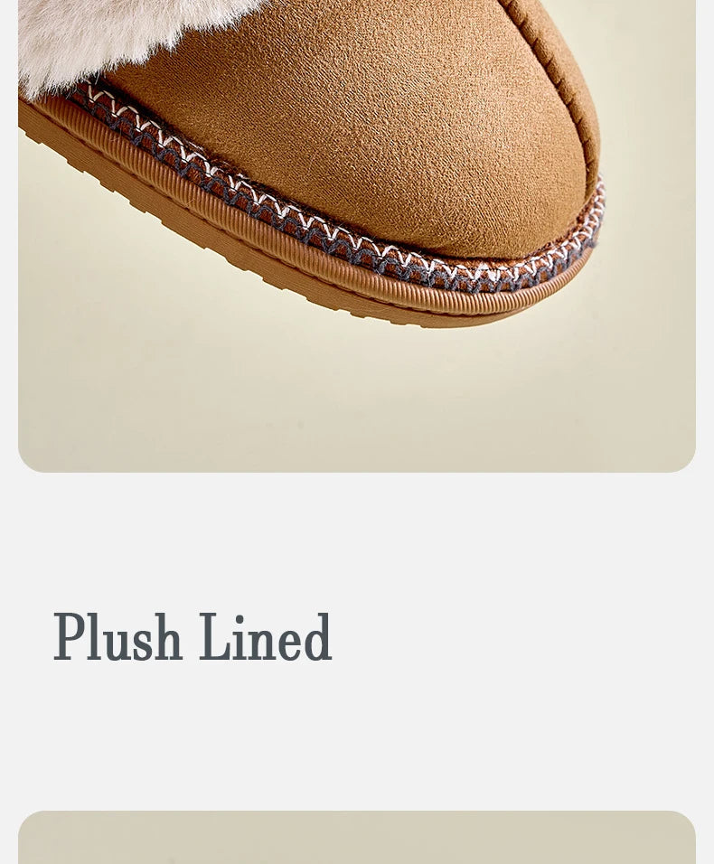Women's Winter Warm Fur Fluffy Cotton Cosy Slippers With Non-Slip Indoor Plush Bedroom Flat Plush Slides Ladies' Shoes