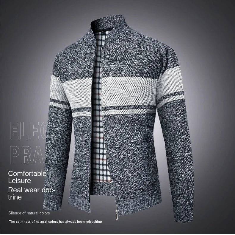 Men's High Quality Thick Plus Velvet Brand Casual Fashion Baseball Collar Classic Jacket, Zipper Warm Windbreaker Male Coats