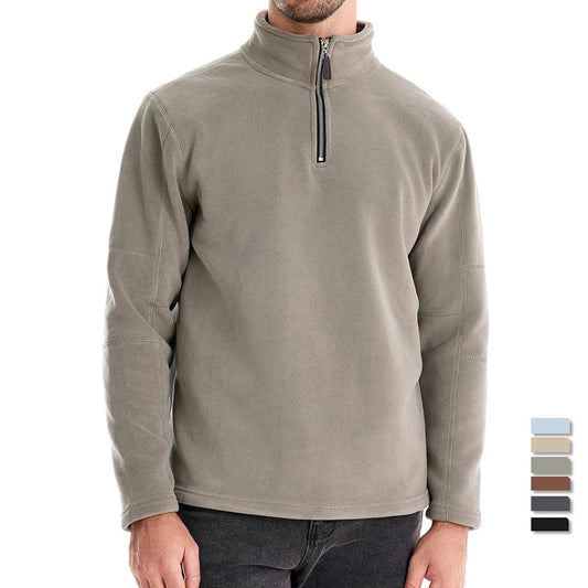 Men's Thickened Warm Fleece Sweatshirt Jacket Quarter Zipper Mock Neck Pullover Men's Sweatshirt Soft Shell Jacket