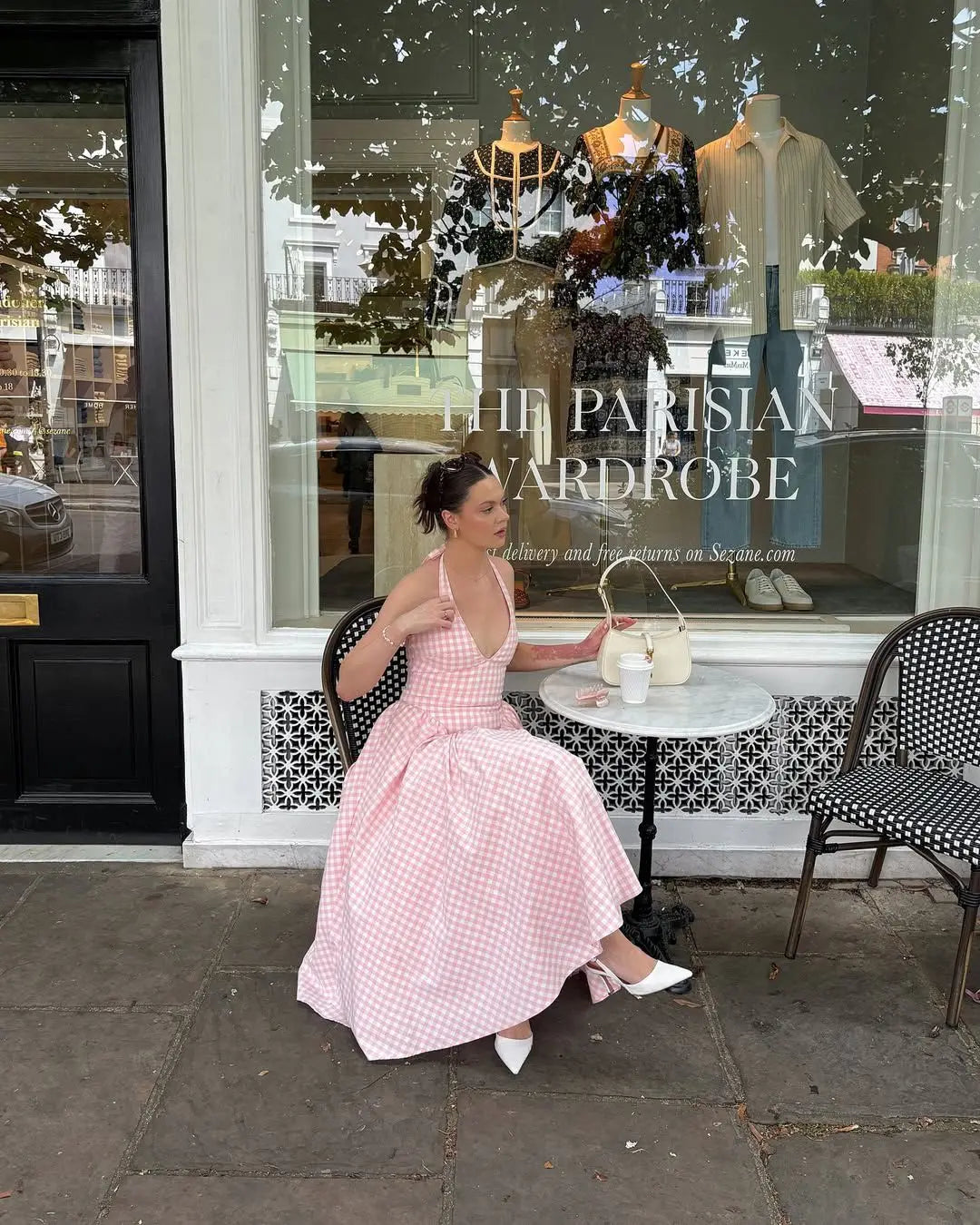 Summer Women Sexy Backless Pink Plaid Halter Dress Low Waist Elegant Party Dresses Holiday Robe