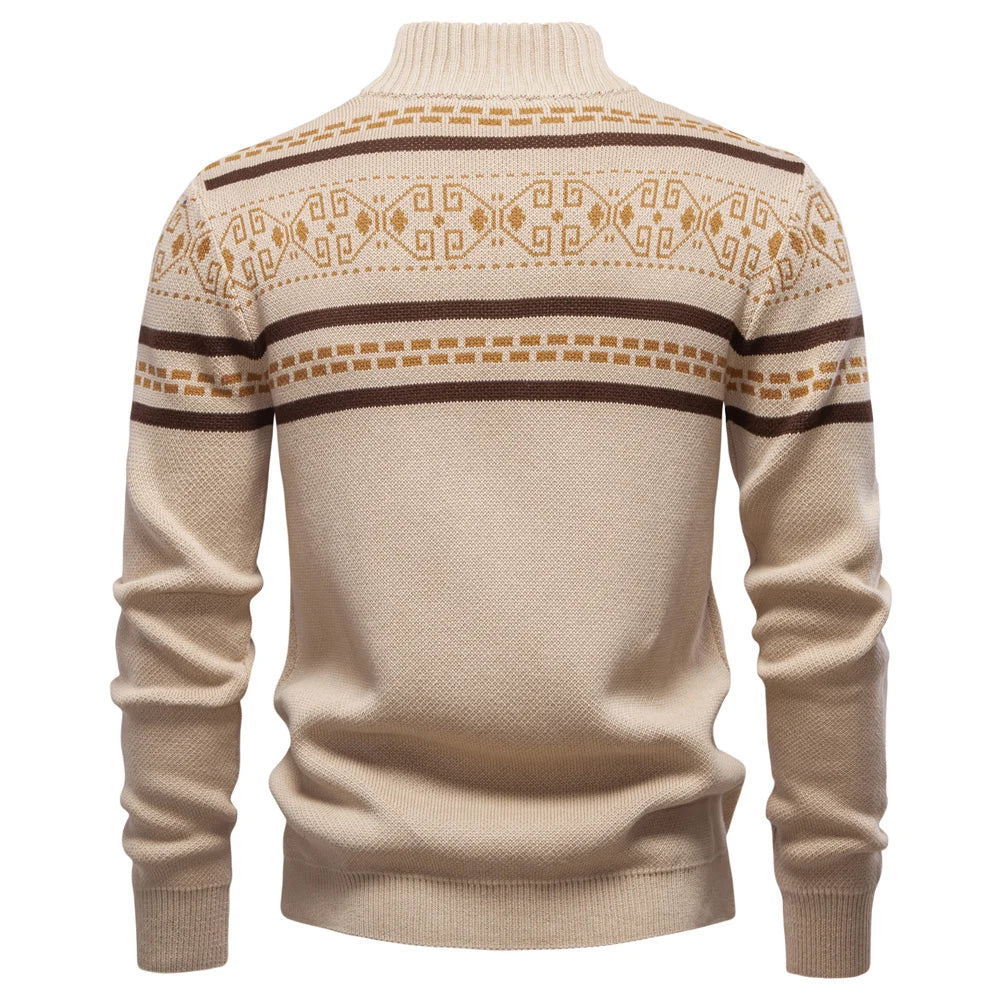 Men's Autumn High Quality Stand Collar Jacket Warm Winter Cotton Coat for Men Ethnic Patterns Casual Male Outerwear