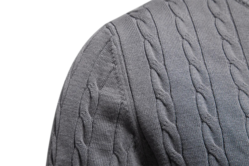Men's Giraffe Embroidery Cotton Sweaters Round Neck Classic Twist Patterned Pullover Knitted Sweater for Men