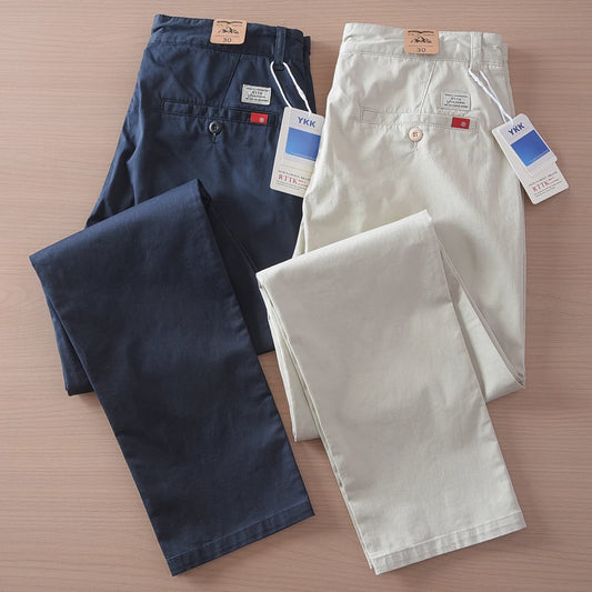 2025 Zomer Nieuwe Amerikaanse Retro Dunne Micro-Elastische Casual Broek Heren Eenvoudige 97% Katoenen Slim CHINO Business Rechte Broek