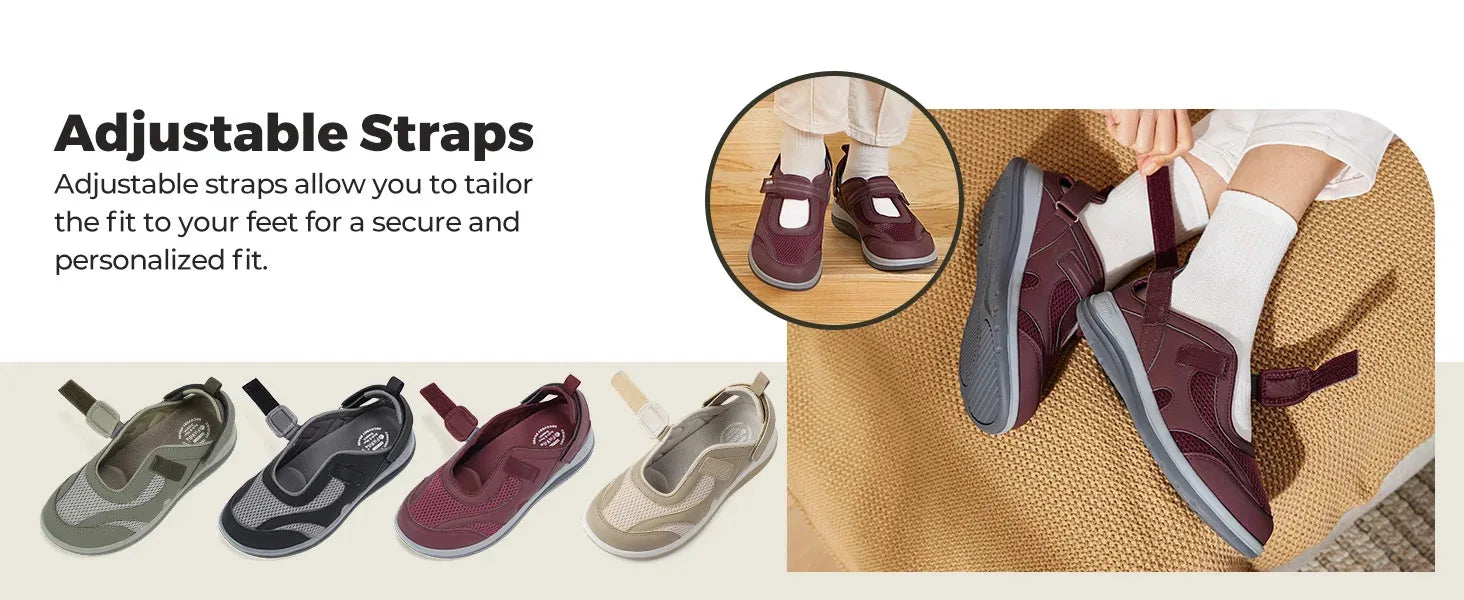 Women's Mary Jane Casual Shoes Sandals Widened Toe For Swollen Feet Lightweight Breathable Outdoor Elderly Shoe Sandals