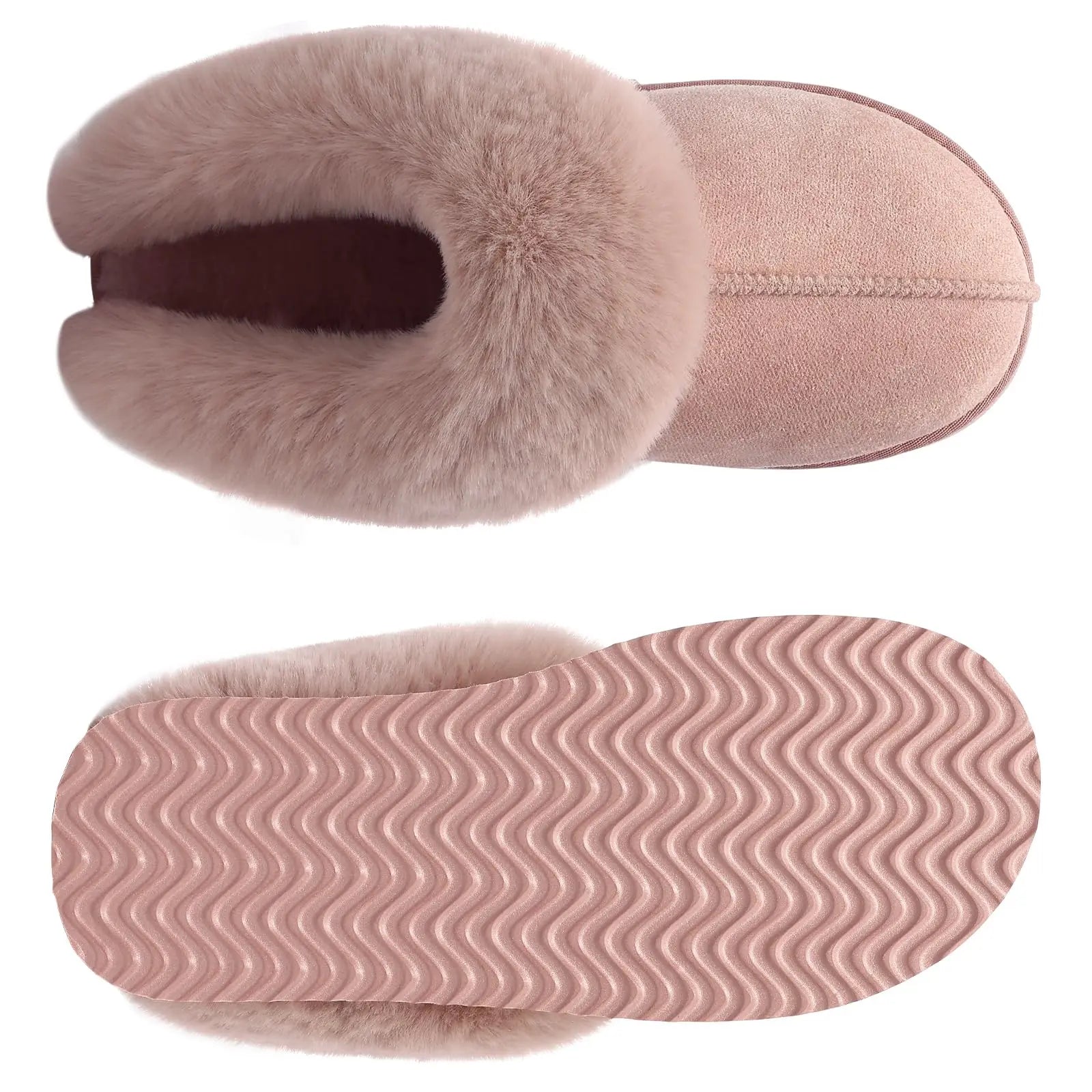 Women's Fashion Fur Winter Slippers With Thick Sole Fluffy Fuzzy Slippers and Anti-Slip Platform Slides Plush Shoes