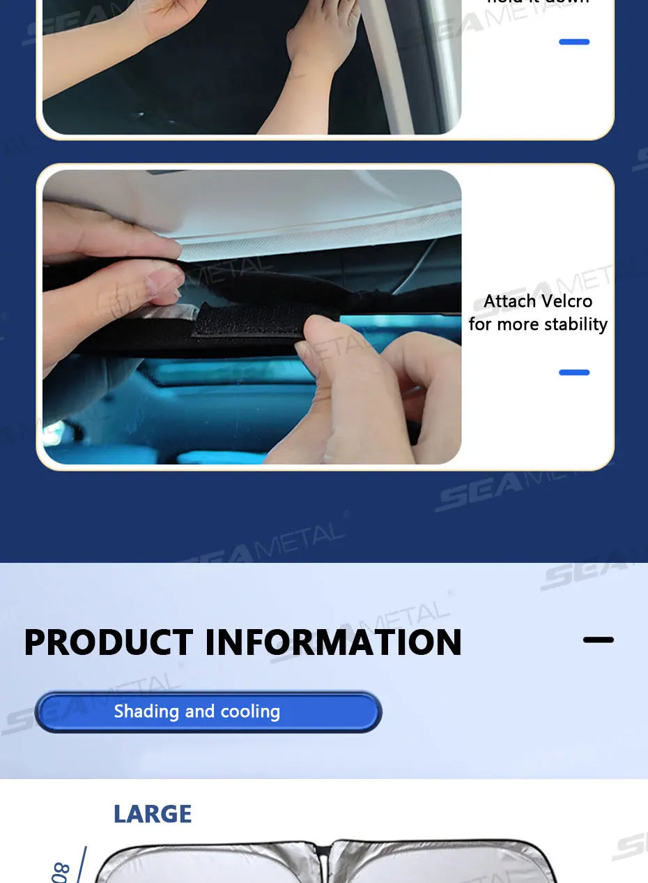 SEAMETAL Car Windshield Sun Shade Cover Foldable Front Window Sun Visor Blocks UV Refletive Car Parasol Sunshade Protector Cover