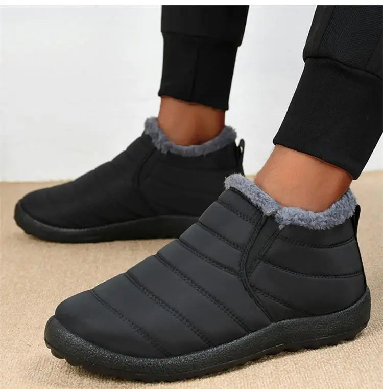 Men's Winter Waterproof Warm Fur Shoes Comfortable Sneakers Male Slip-On Shoes