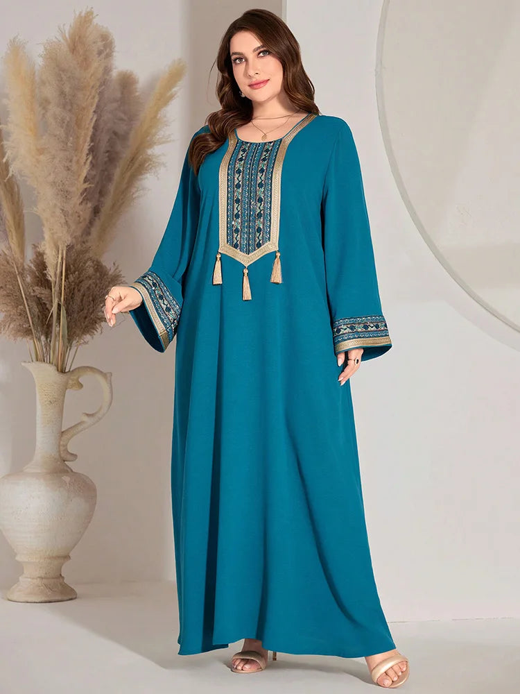 Women's Luxury Elegant V-Neck Mesh Party Evening Maxi Dresses Summer Plus Size Printed Lantern Sleeves Long Dress