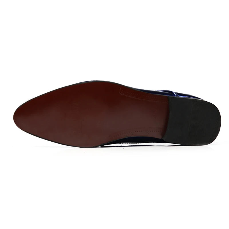 Italy Men Wedding Groom Formal Dress Evening Shoes Pointed Toe Male Gold Blue Red Party Oxfords Shoes