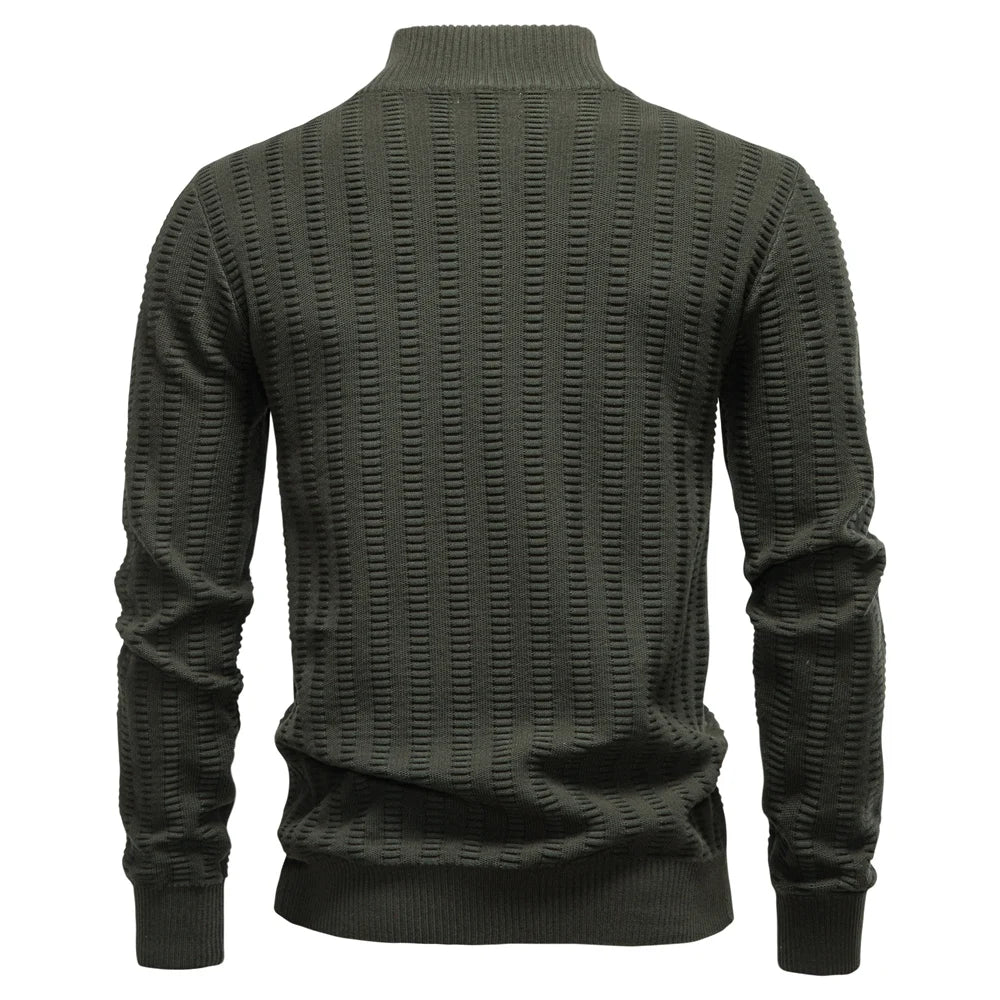 Men's Luxury Striped Pullover Style Cotton Knitwear Thickened Warm Crew Neck Winter Social Male Sweater