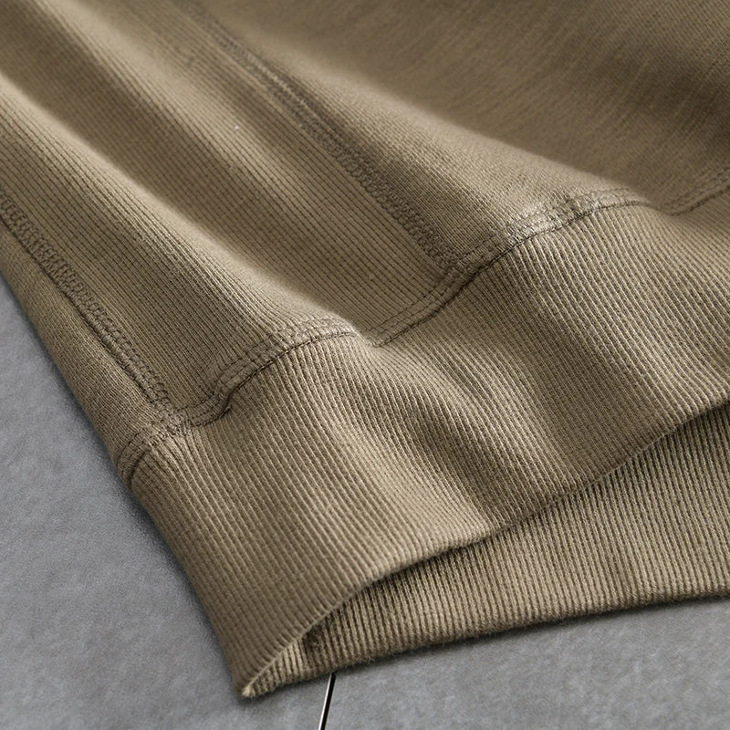 Lente Nieuwe Amerikaanse Retro Lange Mouw O-hals Effen Kleur Sweatshirts Heren Eenvoudige 100% Katoen Gewassen Trui Casual Sportkleding