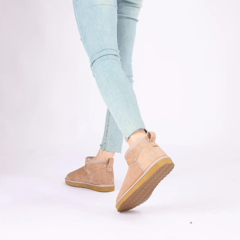 Women's Winter Snow Boots Classic Fur Plush Ankle Shoes Outdoor and indoor Use With Anti-Skid Warm Fuzzy Cotton Shoes