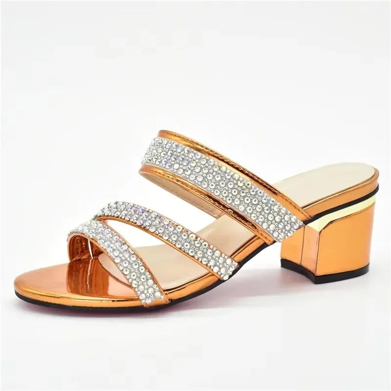 Italian Style Summer Slippers Sweet Style for Royal Wedding Party Sling Backs Sandals Rhinestone Women Wedding Shoes