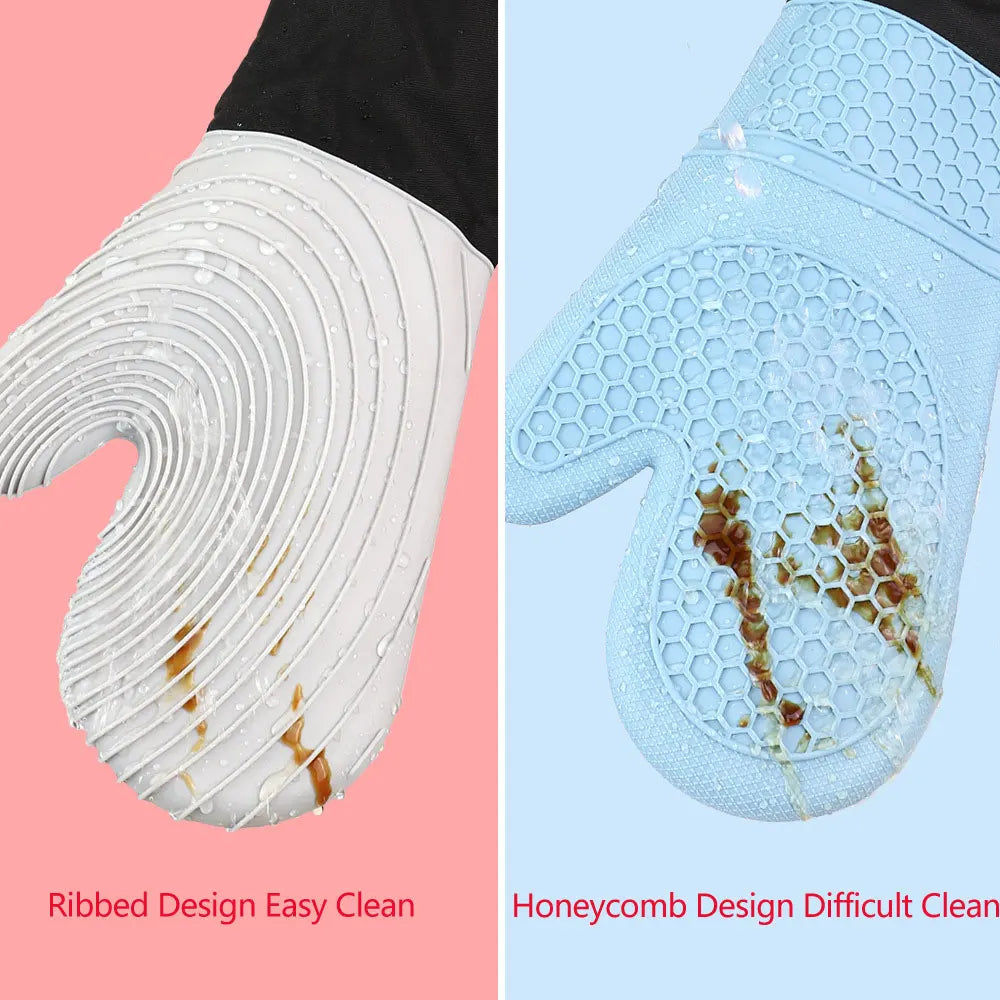 Flexible Silicone Oven Mitts Set For Cooking Kitchen Essentials Extra Long Professional Heat Resistant Gloves Baking Supplies