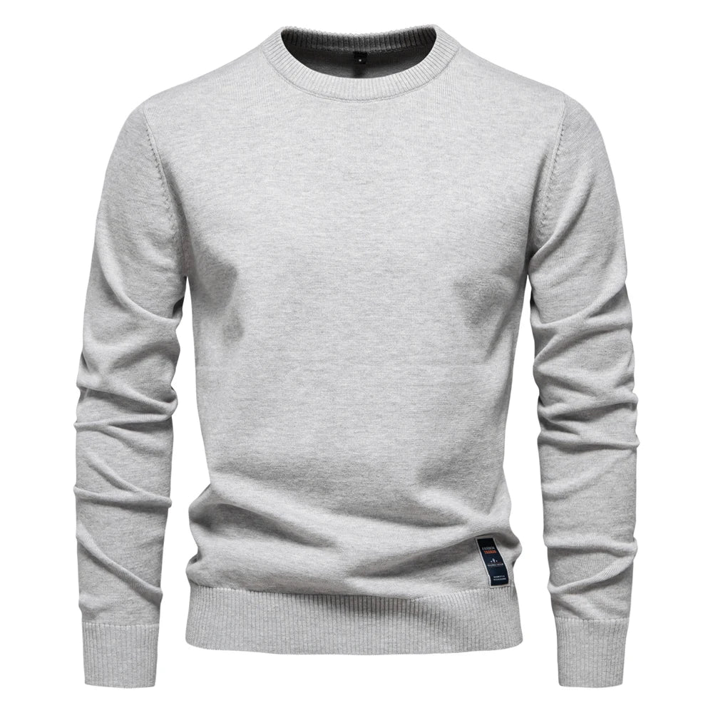 Men's Solid Cotton Crew Neck Knitted Pullover Sweaters Casual Fashion Classic Sweater for Men