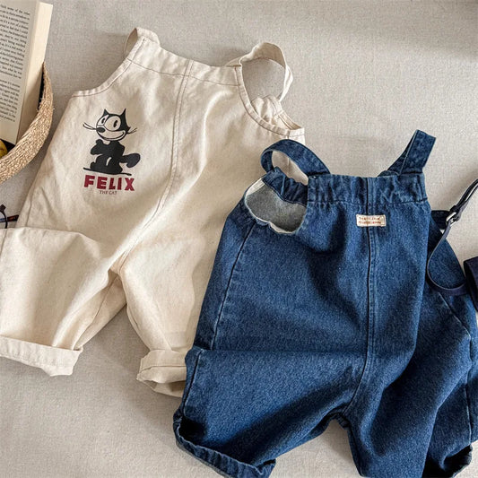 2025 Lente Nieuwe Kinderen Losse Overalls Katoen Baby Meisjes Jongens Cartoon Print Wijde Pijpen Broek Jongens Band Broek Kinderen Casual Broek 4-6Y Unisex