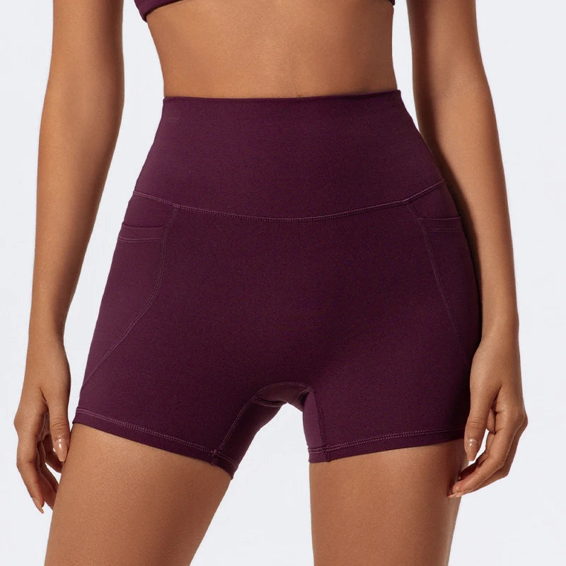 Pockets Workout Gym Legging Women Cycling Shorts Quick-Dry Yoga Clothes Breathable High Waist Sports Shorts Female