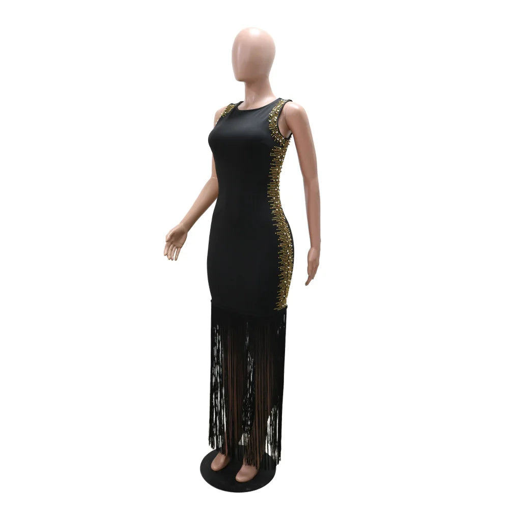Sexy Rhinestone Beads Tassels Party Dress