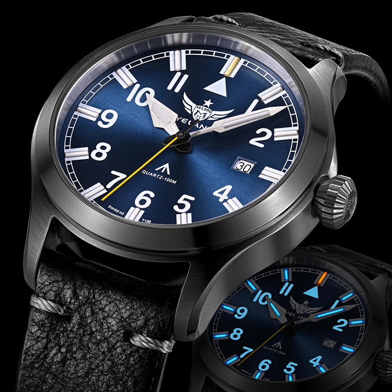 Yelang V1021 Men Quartz Watch 42mm Swiss Ronda Movement Luminous T100 100m Waterproof Men's Diving Watch 316L Stainless Sapphire