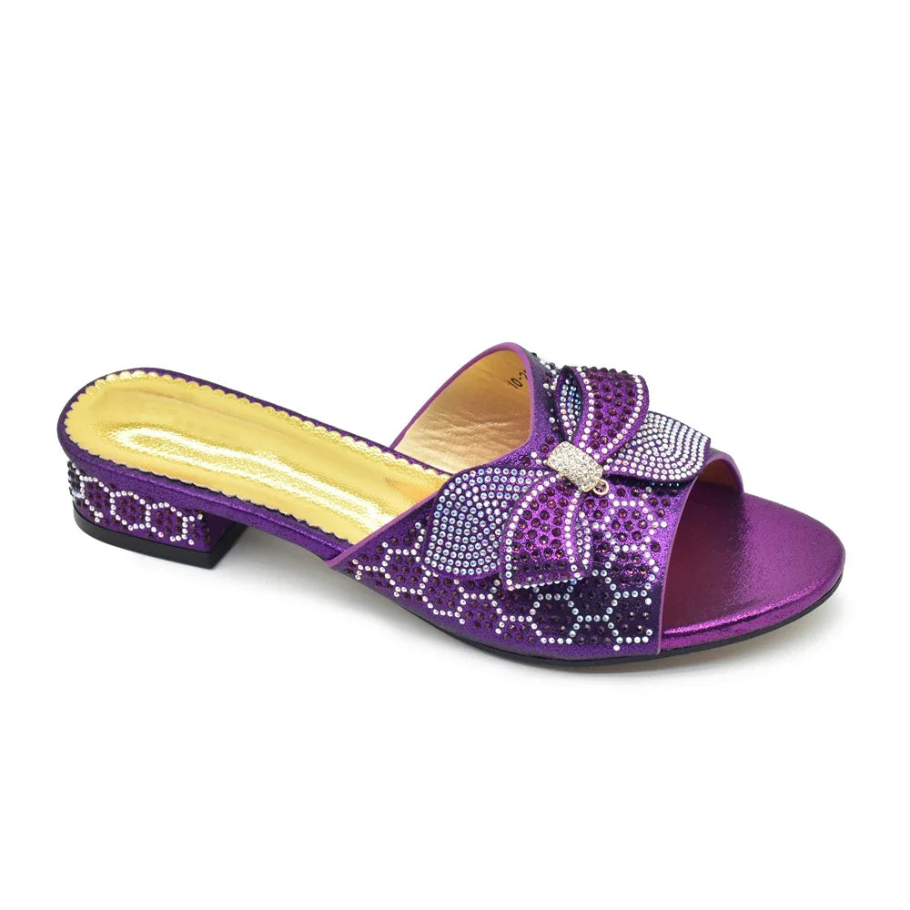Women's Plus Size Luxury Glitter Studs Bow-tie Round Toe Classical Design Pumps With Low Heels and Rhinestone-Decorated for Ladies' Party Pumps